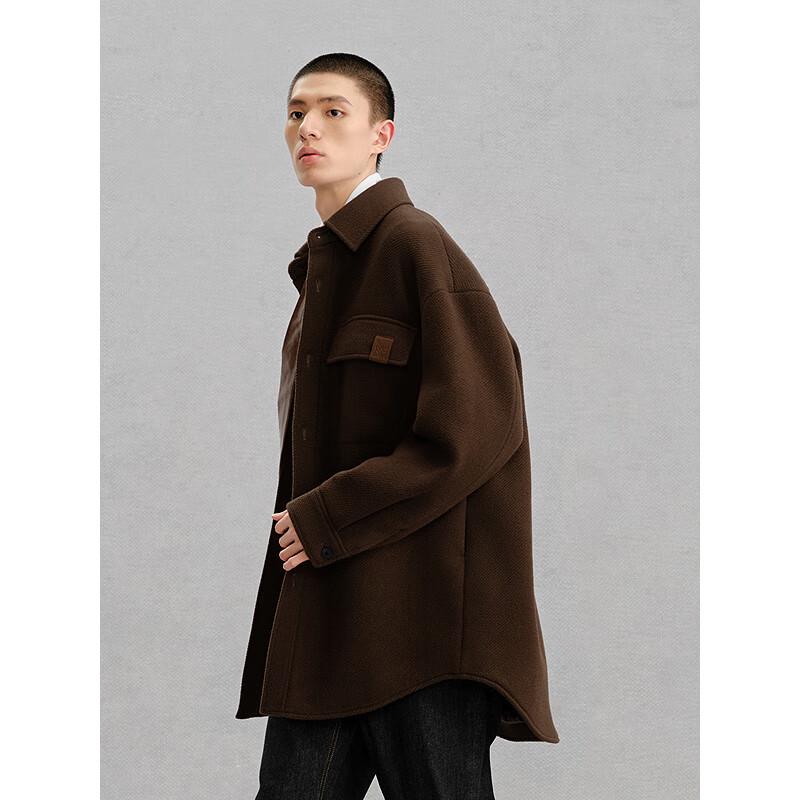 GXG Men's Brown Textured Twill Short Coat