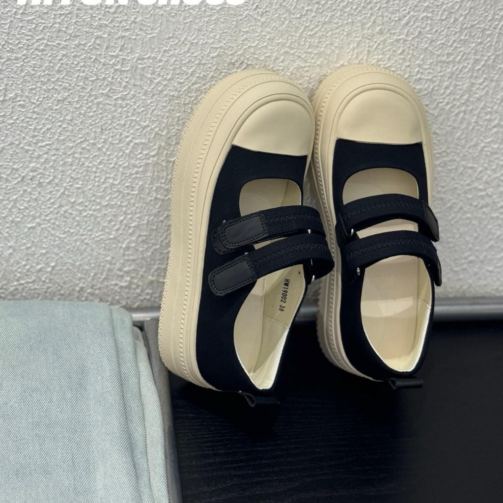 Thick-soled Mary Jane Little White Shoes Women's Spring New Velcro Big Head Heightening Lightweight Casual Muffin Shoes