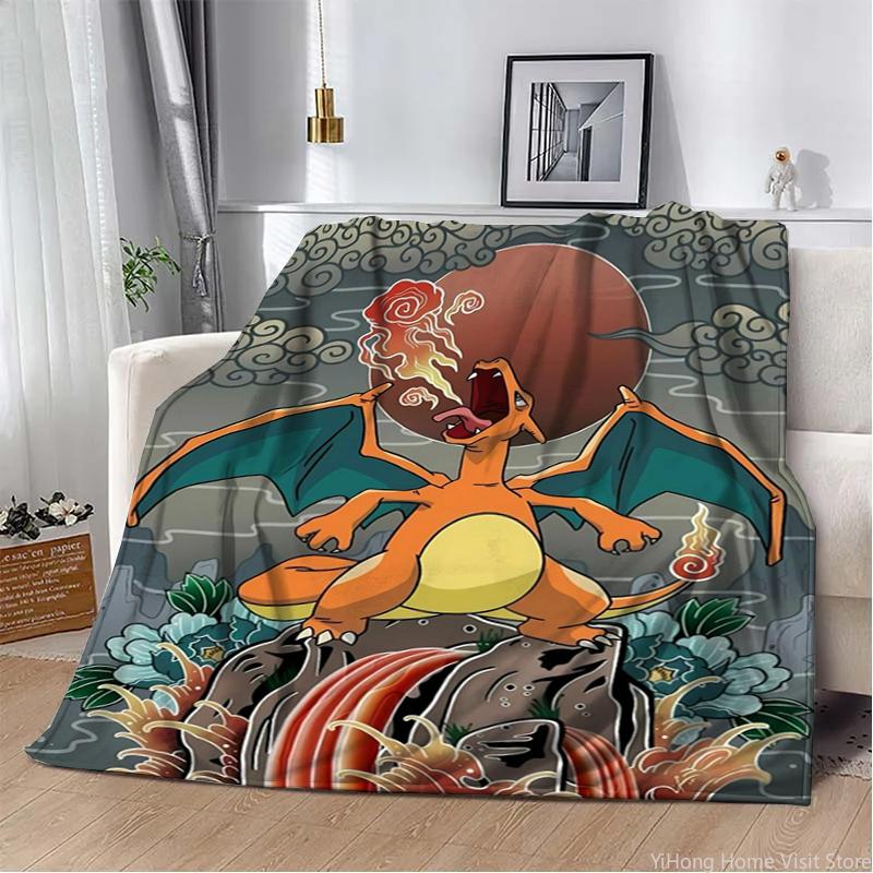 Pokemon Charmander Cute Cartoon Flannel Fluffy Throw Camping Blankets for Children Sofa Throw Thin Picnic Blanket Fashion Gifts