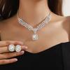 Sparkling Bridal Jewelry Set Water Drop Pendant Rhinestone Studded Jewelry  Bride Accessories