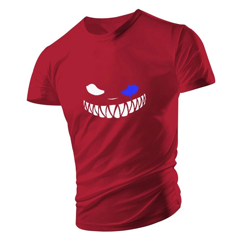 Summer Fashion Men's T-Shirts Quick-Drying Tees Shirt Smiling Face Printed Clothing For Men Boy Breathable Comfort Sport Running