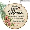 2D Flat, 1pc Vintage Aluminum Sign (7.87''x7.87''), German Best Mom Warm Quote with Rose Petals Plaque, Ideal for Bedroom Living Room Dining Room
