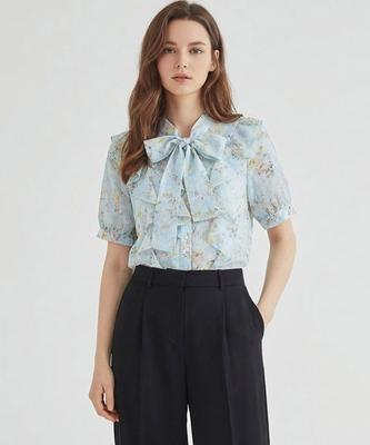 MESENSE Flower Pattern Short Sleeve Blouse_Mb45Blm203D