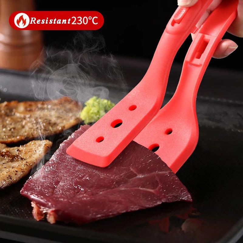 Silikon-Steakspatel Antihaft-Eierpfannkuchen Bratwender Langer Griff Küchenkochschaufel für Grillzange Küchenzange