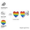 Vnox Stainless Steel Rainbow Heart Earrings For Women,Dainty Women's Stud Earring,Fashion Jewelry With Metallic Shine Party Wear