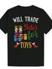 Men'S Funny Christmas Gift T-Shirt - "Will Trade Sister for Toys" Slogan - Black