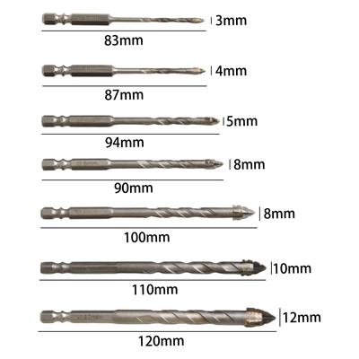 7 Pcs / Set Eccentric Drill Four-Flute Glass Tile Punching Rock Slab Triangle Drill Bit Power Tool Accessories
