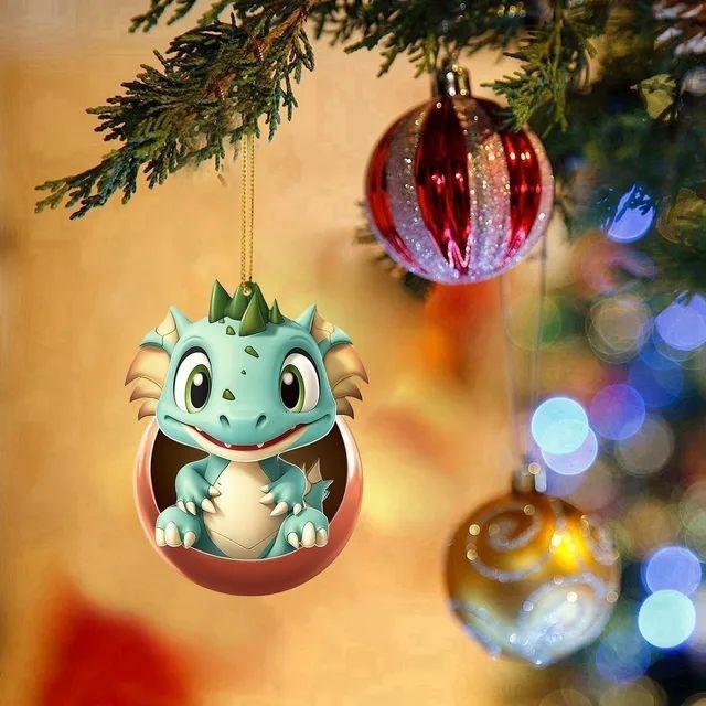 Cartoon Style Christmas Dragon Baby Hanging Decor For Festive Car Accessories