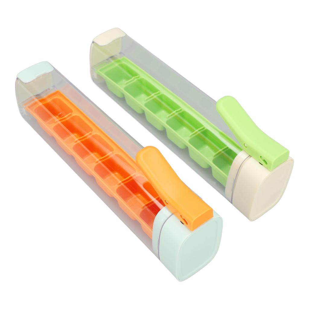2PCS Ice Cube Trays 6 Grids Easy Release Reusable Ice Cube Molds with Lids and Bins for Cocktail Fruit Drinking
