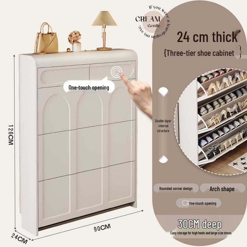 Ultra-Thin Flip-Top Shoe Cabinet & Coat Rack for Entryway Hallway Storage