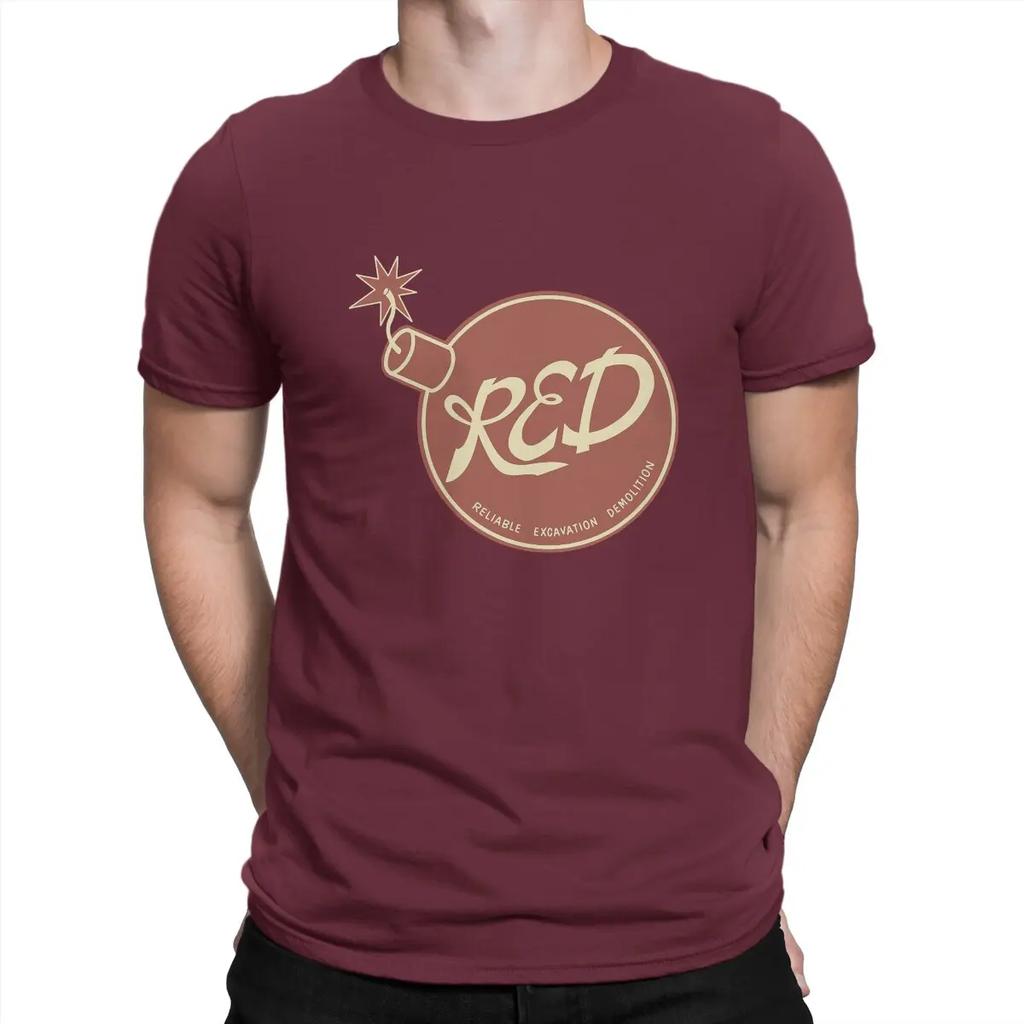 Red Bomb T Shirt Men's  Pure Cotton Funny T-Shirts Round Neck Team Fortress Game Tees Short Sleeve Tops Printed