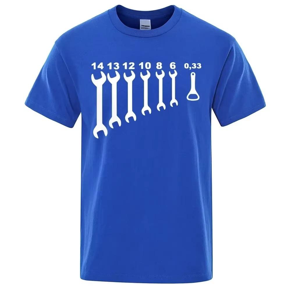 Screw Wrench Opener Mechanic T-Shirts Men Cotton Tee Short Sleeve Vintage Top Tee Car Fix Engineer Funny T Shirts Men's Clothes