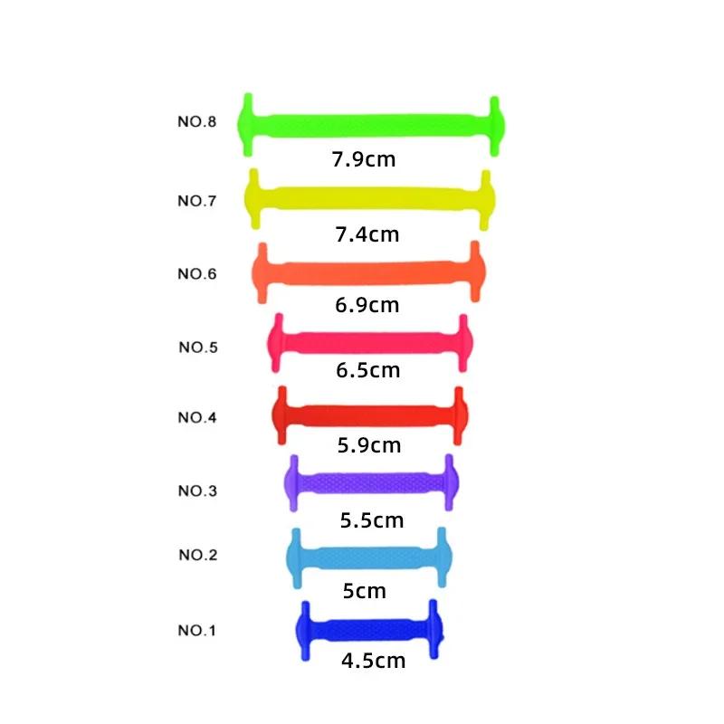 16pcs/lot Silicone Shoelaces No Tie Shoelaces 12 Colors Elastic Creative Lazy Silicone Rubber Kid Adult Sneakers Quick Shoe Lace