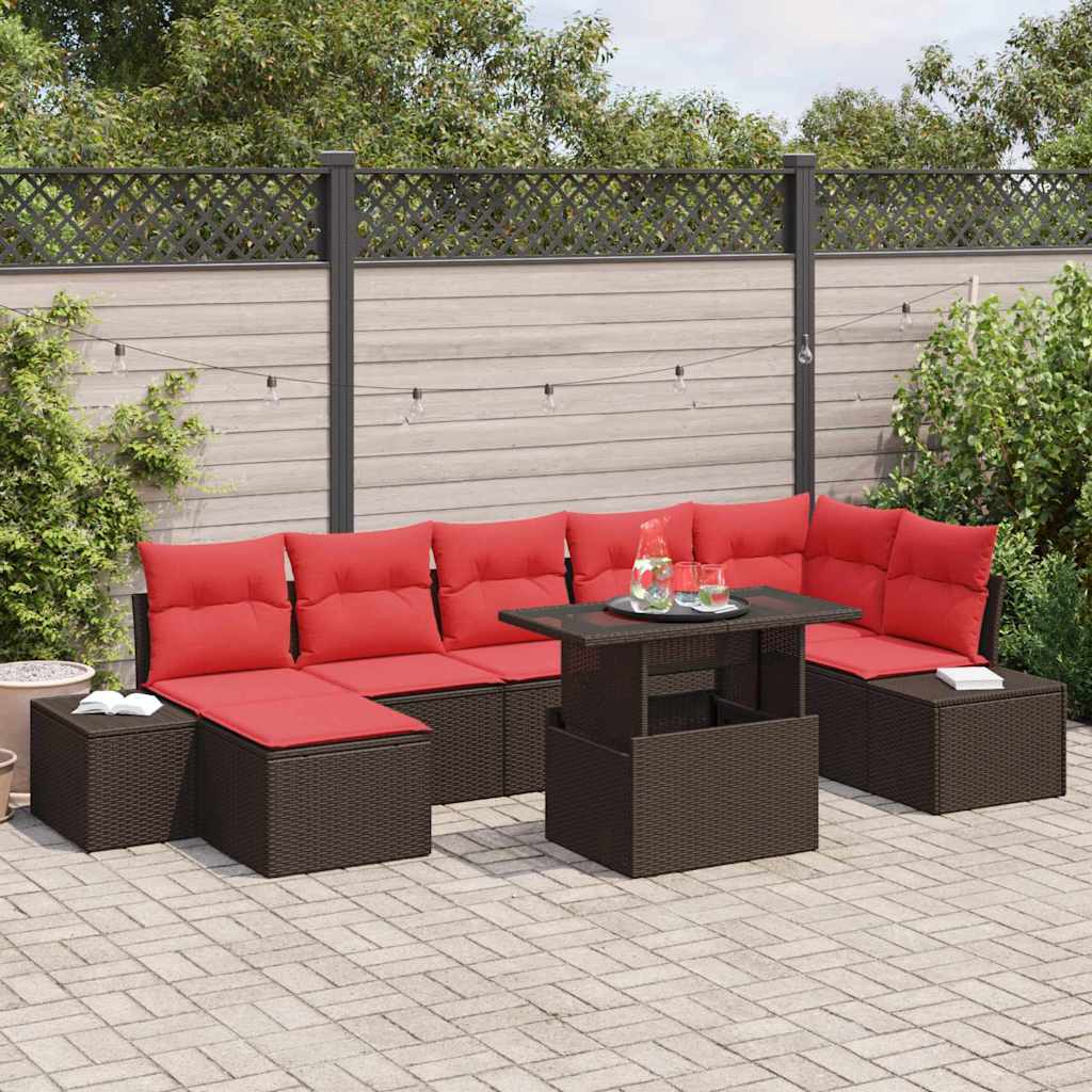 Garden Sofa Set 8 Pieces Brown Poly Rattan