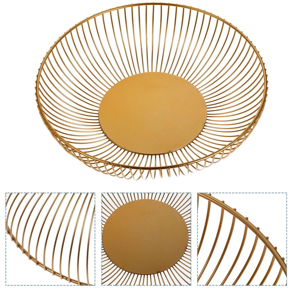 11 Inch Round Wire Fruit Basket Bowl Handmade Iron Snack Storage Decorative Kitchen ganizer Countertop Home Decoration Metal