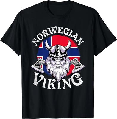Fantastica T-shirt Unisex Vikingo Norvegese Divertente Bandiera Norvegese Amante dei Vichinghi Regalo