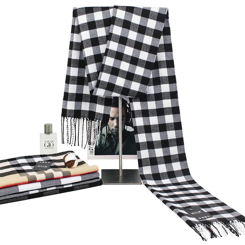 Autumn And Winter Scarves Imitation Cashmere Warm Men'S Plaid Scarf Manufacturers