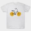 Men Black Print T-shirt Flowered Power Bicycle Yellow Daisy No-Cut Transfer Paper Print Cotton Tshirt