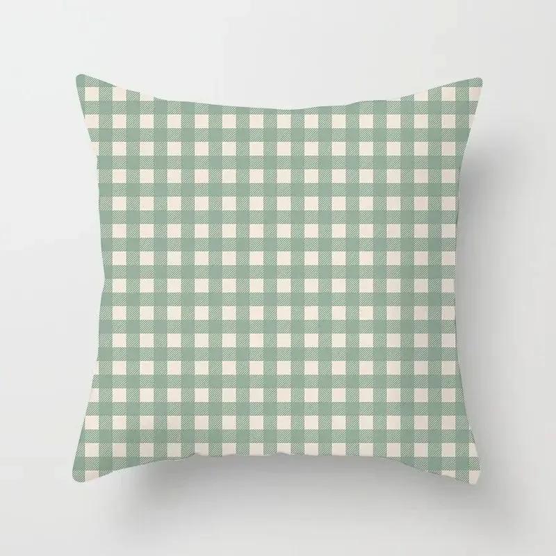 Fresh Green Geometric Pillow Cover - Modern Artistic Pattern In Soft Polyester for Living Room & Bedroom