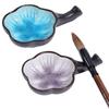 1set 2pcs 2 Colors Porcelain Ink Dish with Brush Holder Flower Mixed Color 110x73x22.5mm 1pc/color