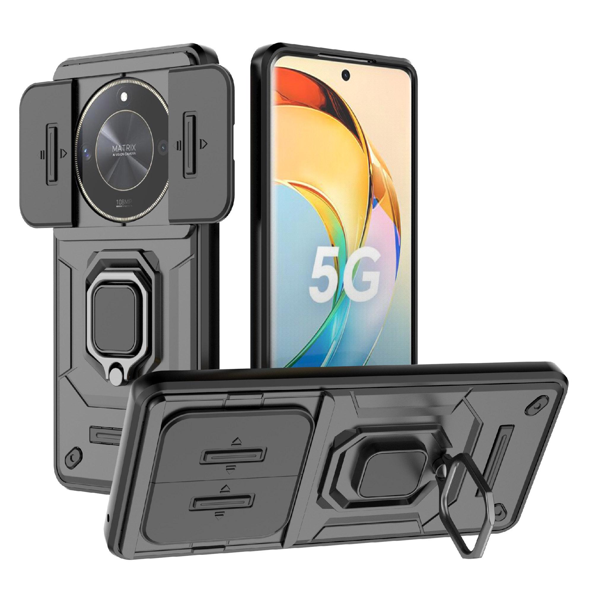 

Чохол для Honor X50 5G Захист об єктива-слайдера PC+TPU Чохол-підставка Black