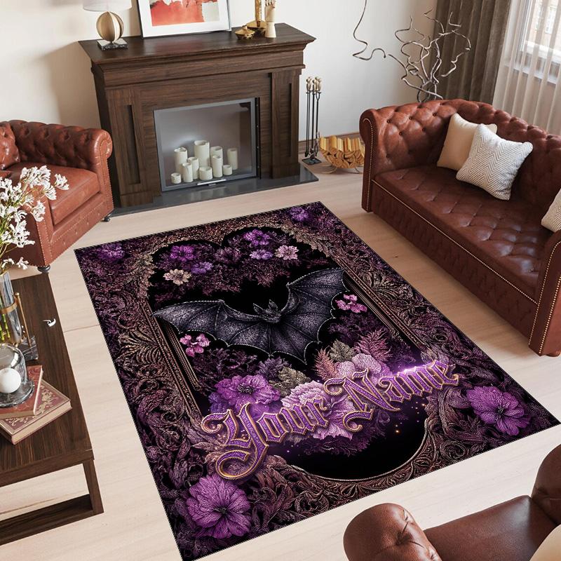 Valentine Love Theme Crystal Velvet Rug Personalized Custom Name Text Soft Floor Mat Home Decor