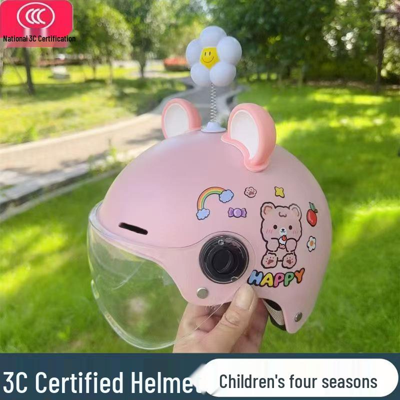 3C Certified Lightweight Electric Vehicle Helmet for Kids, Summer Half Helmet, Comfortable and Cute Safety Helmet for Boys and Girls
