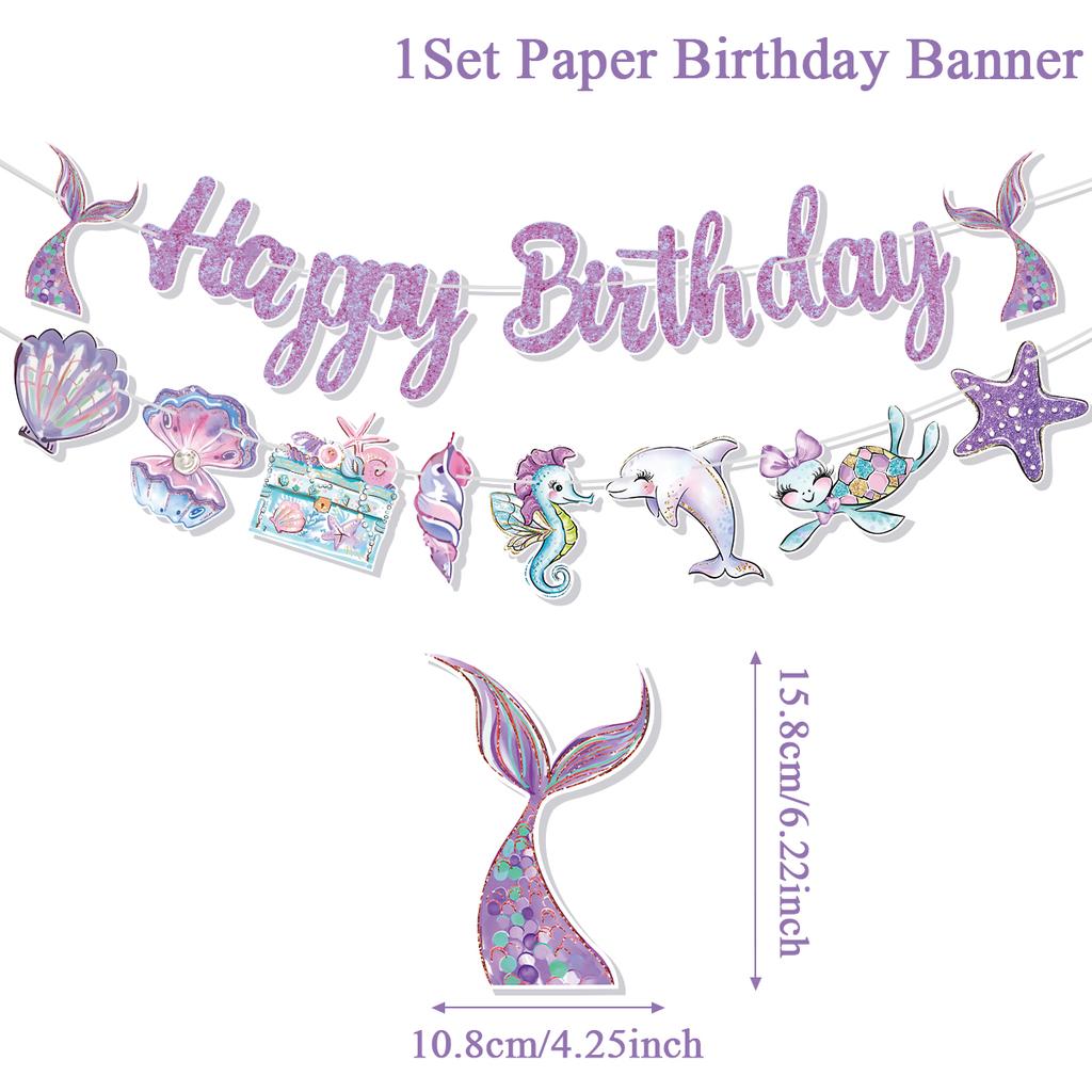 Zestaw naczyń jednorazowych Syrenka Talerze papierowe Kubki Mała Syrenka Dekoracje na przyjęcie urodzinowe Dziewczęce Baby Shower Artykuły imprezowe