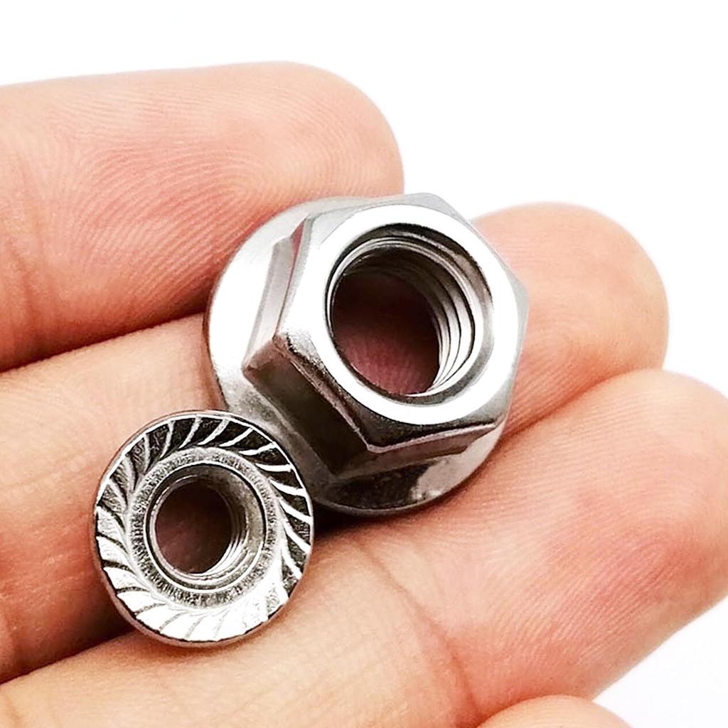 110pcs/Box Flange Nut Hex Hexagon Serrated Spinlock Lock Nut Set Mix Size M3 M4 M5 M6 M8 Assortment Kit Stainless Steel