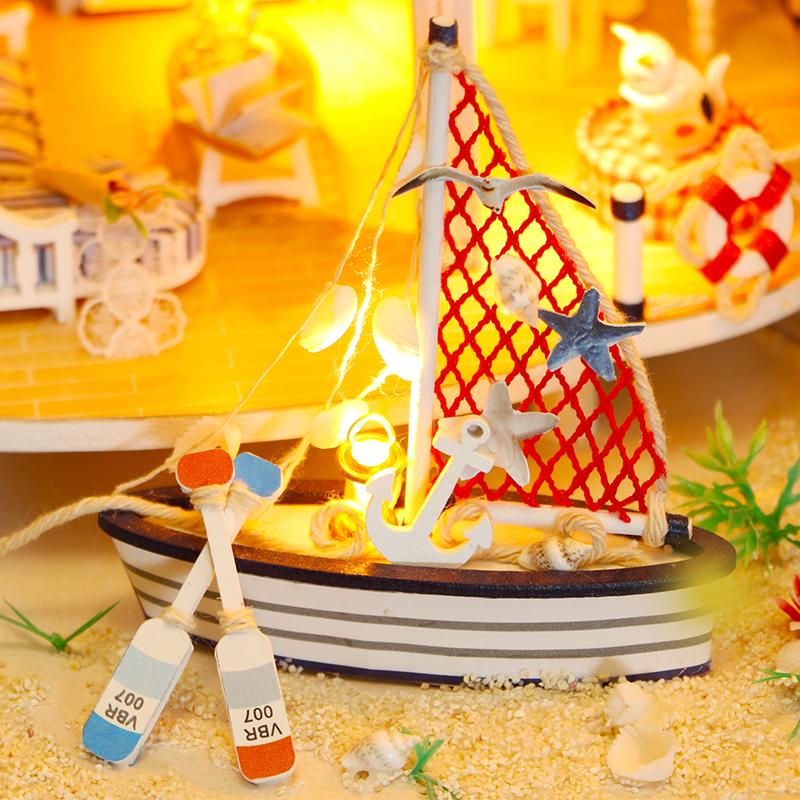 Wooden Mini Doll Houses Kit 3D Puzzle Assembly Building Model Toys Home Bedroom Decoration With LED Light Dollhouse For Kid Gift