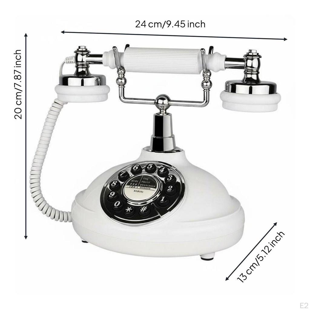Antique Telephone Decorative Design Retro Desk Phone Shiny Finish Corded for Home Office,