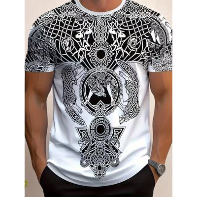 Moda Uomo T-shirt da Uomo Stampata 3D Girocollo Manica Corta Trendy Streetwear