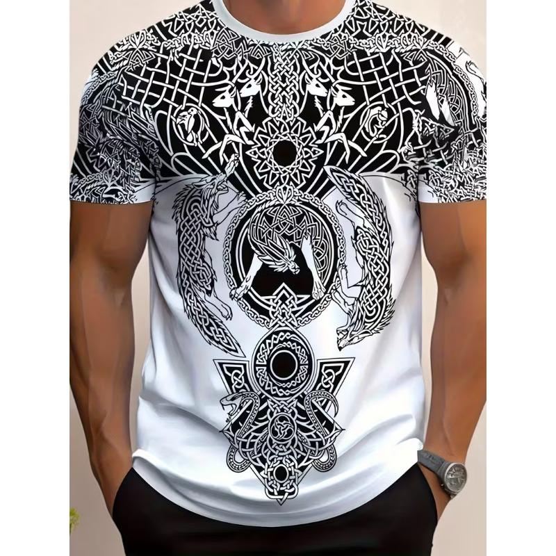 Men's Fashion 3D Printed Men's T-Shirt Round Neck Short Sleeve Trendy Street Wear