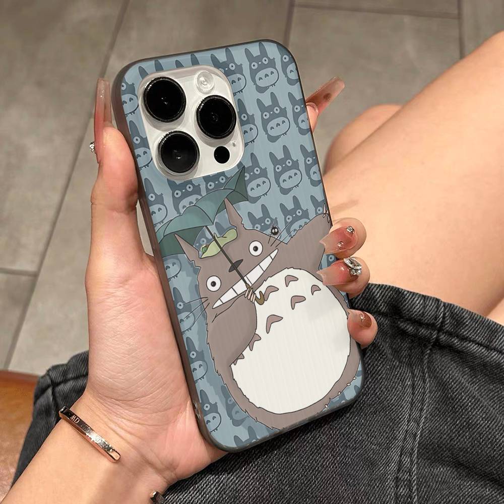 Cartoon Clear Case For-T-T-TotoroS For IPhone 17 16 15 11 12 13 14 Pro Max Plus Pro Corrugated Translucent Back Phone Cover