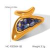 Natural Stone Ring for Women, 18K Gold Stainless Steel Ring, Non-fading Hand Jewelry, Ins Style Versatile Vintage Ring