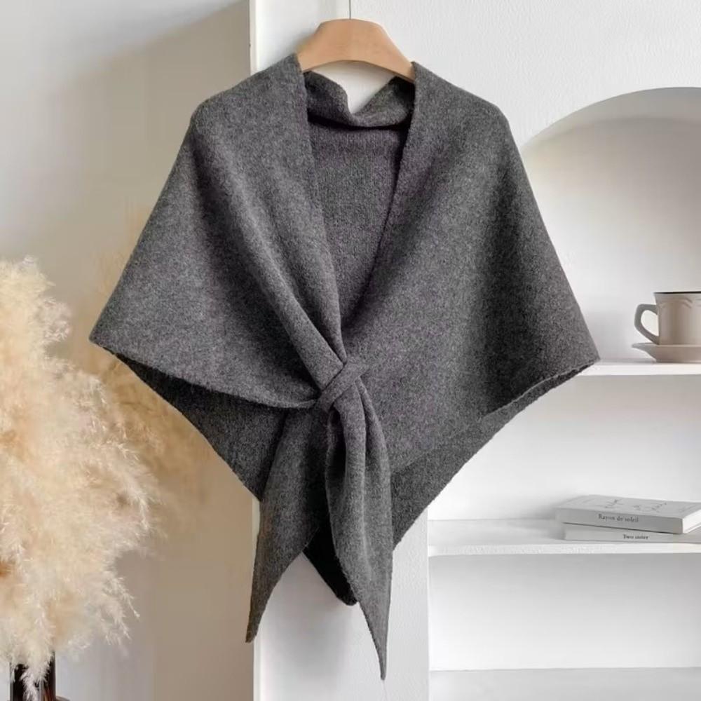 Plush Knitted Triangle Scarf Korean Style Cape Wraps Fashion Winter Shawl Women/Men