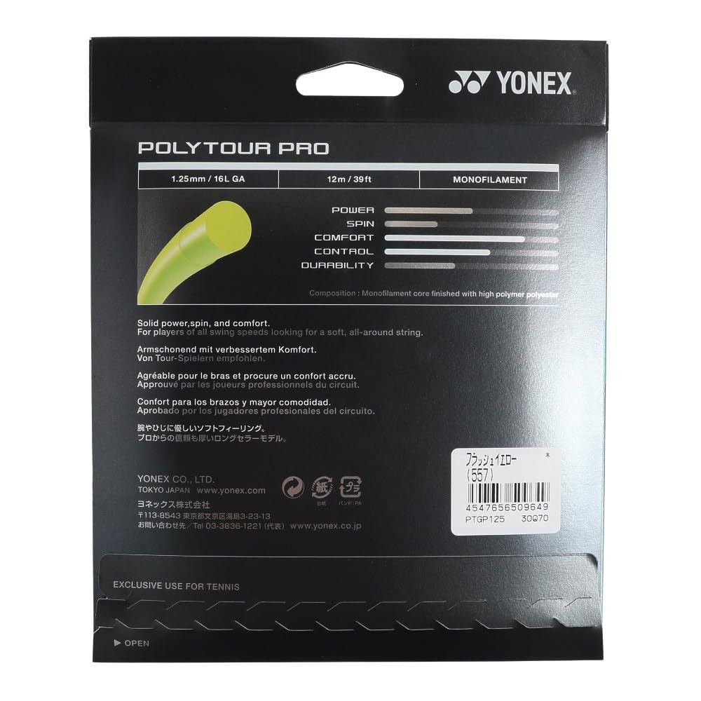 YONEX Naciąg tenisowy Poly Tour Pro 125 PTGP125 Żółty Flash (1,25 mm)