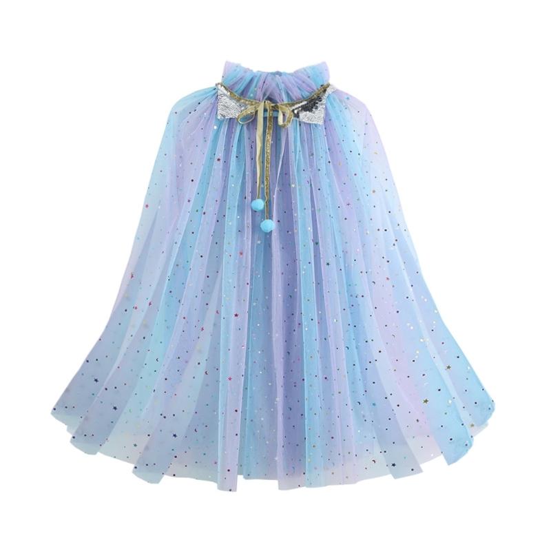 Girls Lightweight Sheer Princess Cape for Fantasy Dressing Up and Birthday Parties Soft Nylon Fabric Costume Accessory
