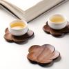 Walnut Wood Coaster Flower Petal Cushion Kungfu Tea Cup Mat Home Resistant Drink Mat Coffee Cup Pad Table Decorative