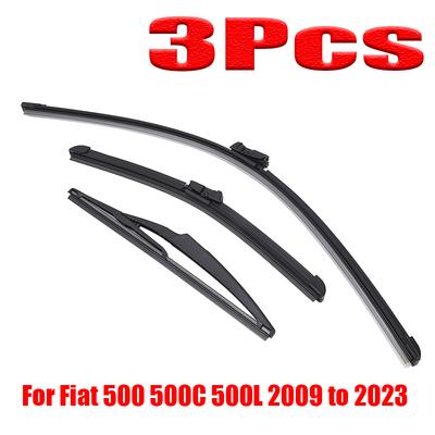 New 3Pcs Front Rear Wiper Blades Set for Fiat 500 500C 500L 2009 To 2026 Windshield Windscreen Tailgate Window Brushes Car Parts