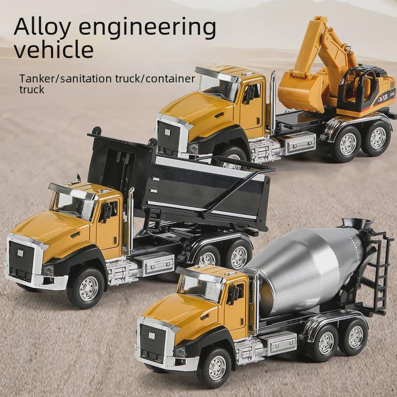 Alloy Construction Vehicle Set for Kids Ages 3-6: Mixer, Excavator, Dump Truck
