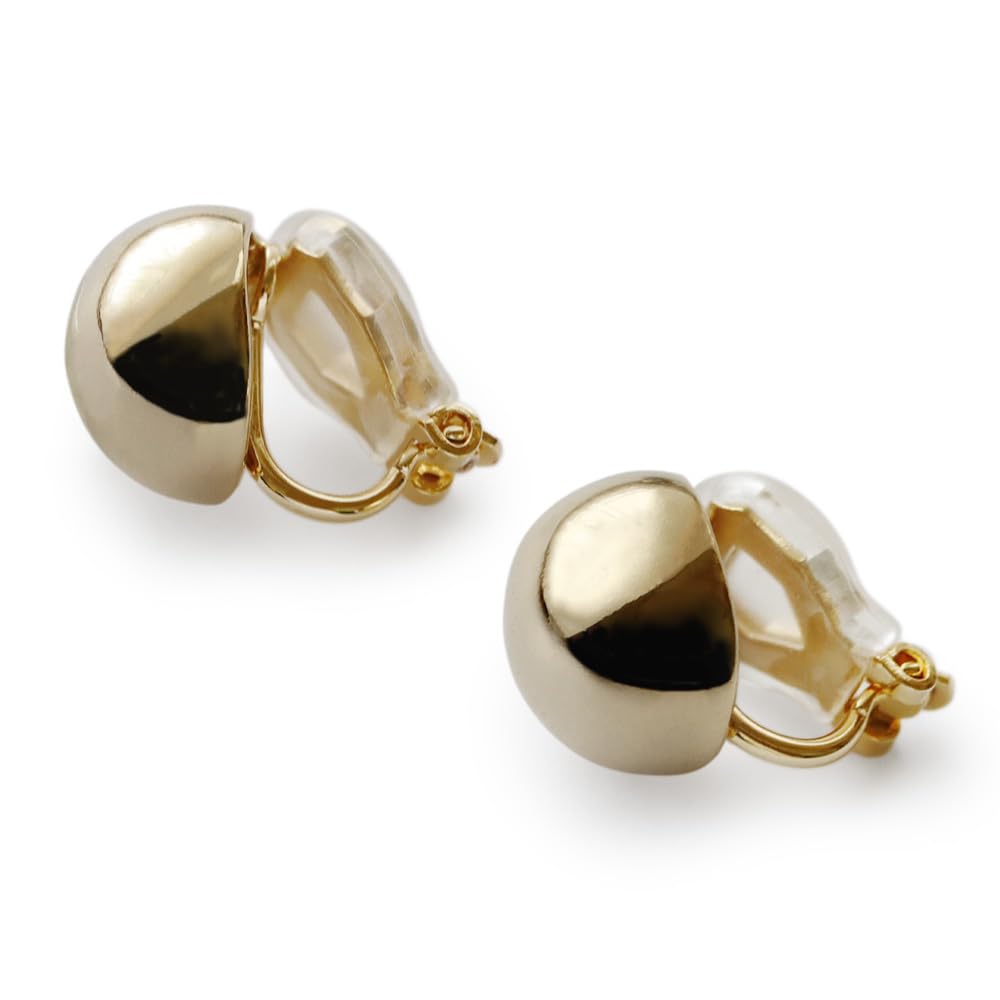 

JewelVOX Earrings for Metal for Adults [JewelVOX] Women, Hypoallergenic, Nickel-Free, Hoop, Ball, Simple, ([A] Gold)