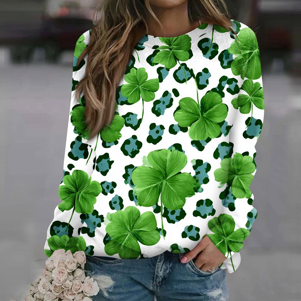 Women's Fashion Casual Long Sleeve Printed Neck Sweatshirt Top