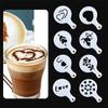 [i Cafilas][SS] 1PC Stainless Steel Chocolate Shaker Cocoa Flour Sugar Powder Coffee Sifter +8 PCS Coffee Stencils Template +1 Gold Spoon