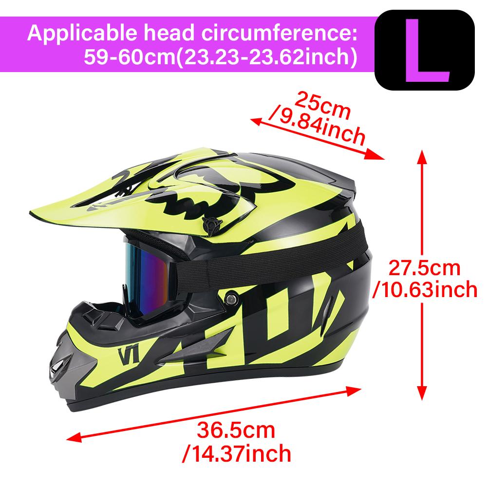 Motocross Helmet DOT Certified - Adult Off-Road Motorcycle Helmet with Goggles & Gloves Set, Full Face Protective Gear for MX AT