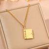 Popular titanium steel necklace, retro book can open couple collarbone chain, fashionable stainless steel necklace