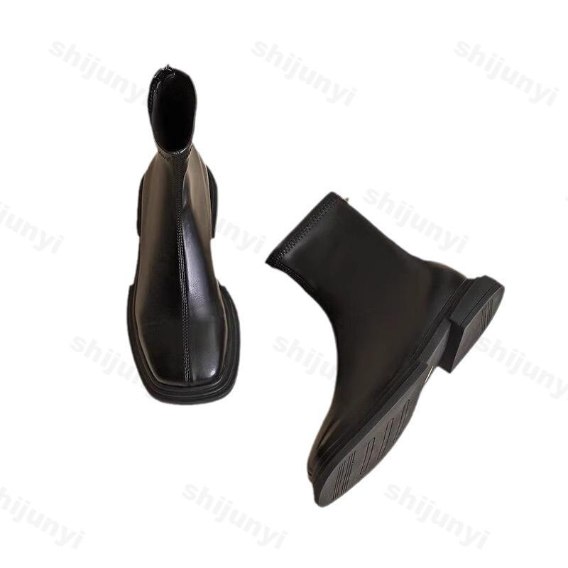 Modă Femei Cizme de Toamnă Cizme Glezna Impermeabile Pantofi cu Platformă Femeie Tendință 2025 Pantofi din Piele Moale Cizme Stil Britanic cu Toc Gros