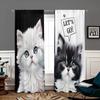 2 Pieces, Cute Black and White Cat Curtains - Semi Blackout - Suitable for Living Room, Bedroom, Kitchen, Home Decoration