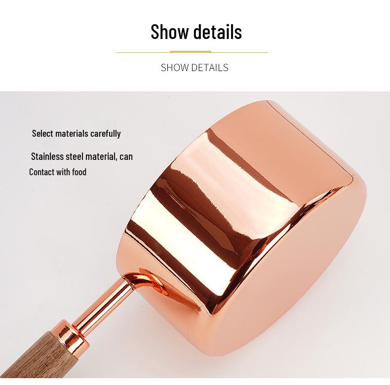 Belly Cup Rose Gold & Walnut Wood Measuring Spoon and Acacia Cup Set