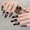 Yihe Wearable Nails - Dark Goth Red & Silver Manicure Set for European & American Styles